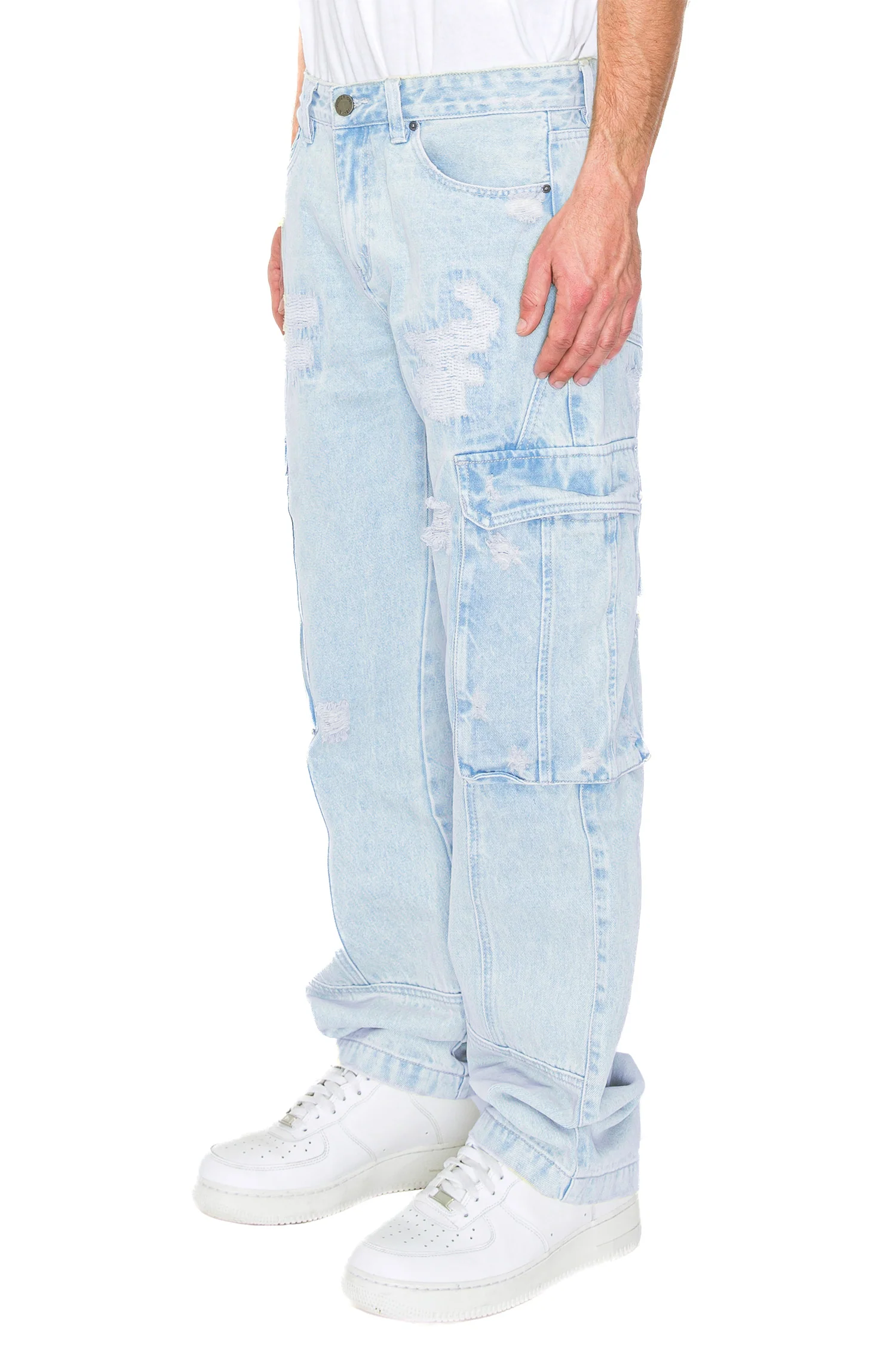 Men's Baggy Fit Cargo Denim Jeans - Image 2