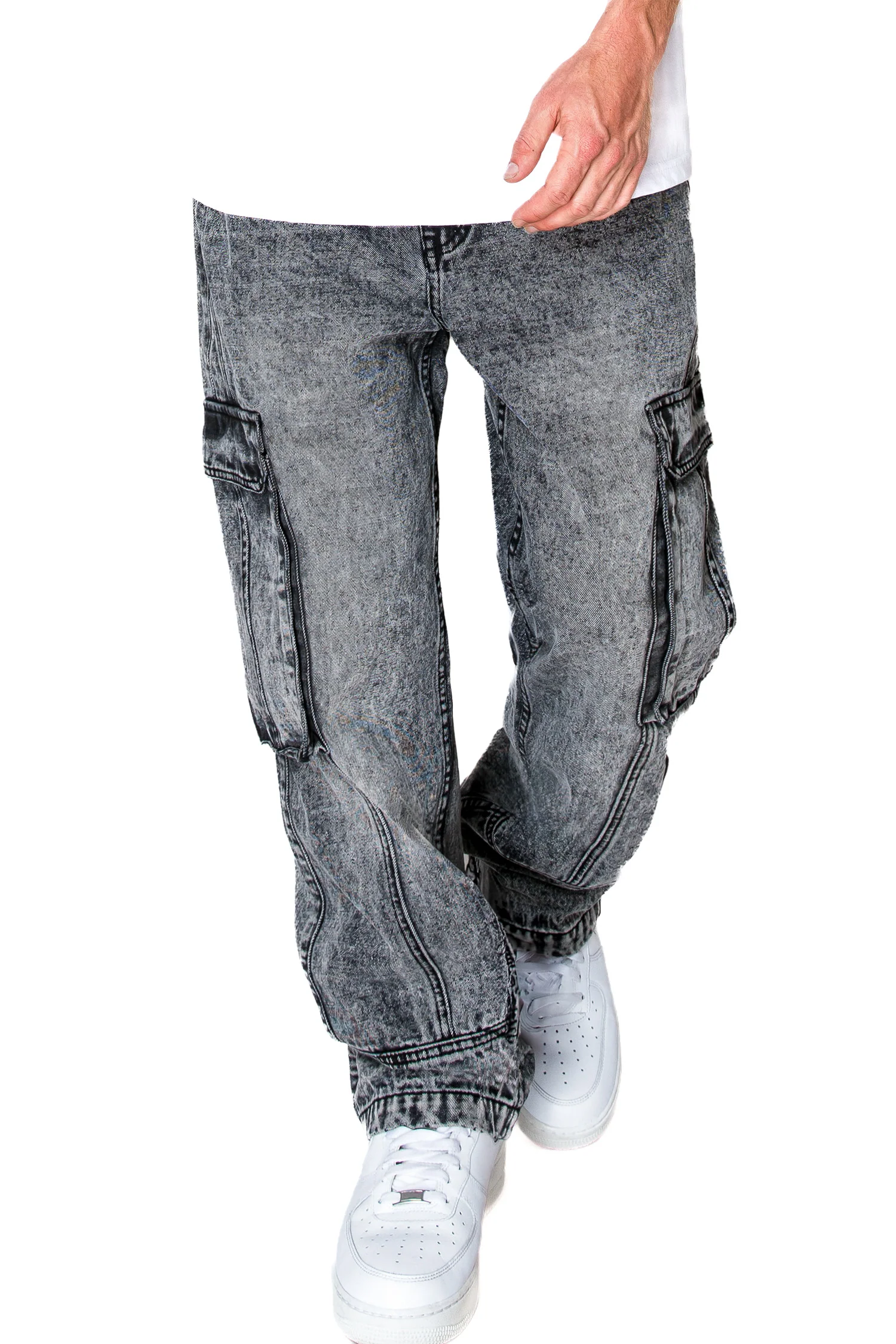 Men's Baggy Fit Cargo Denim Jeans - Image 6