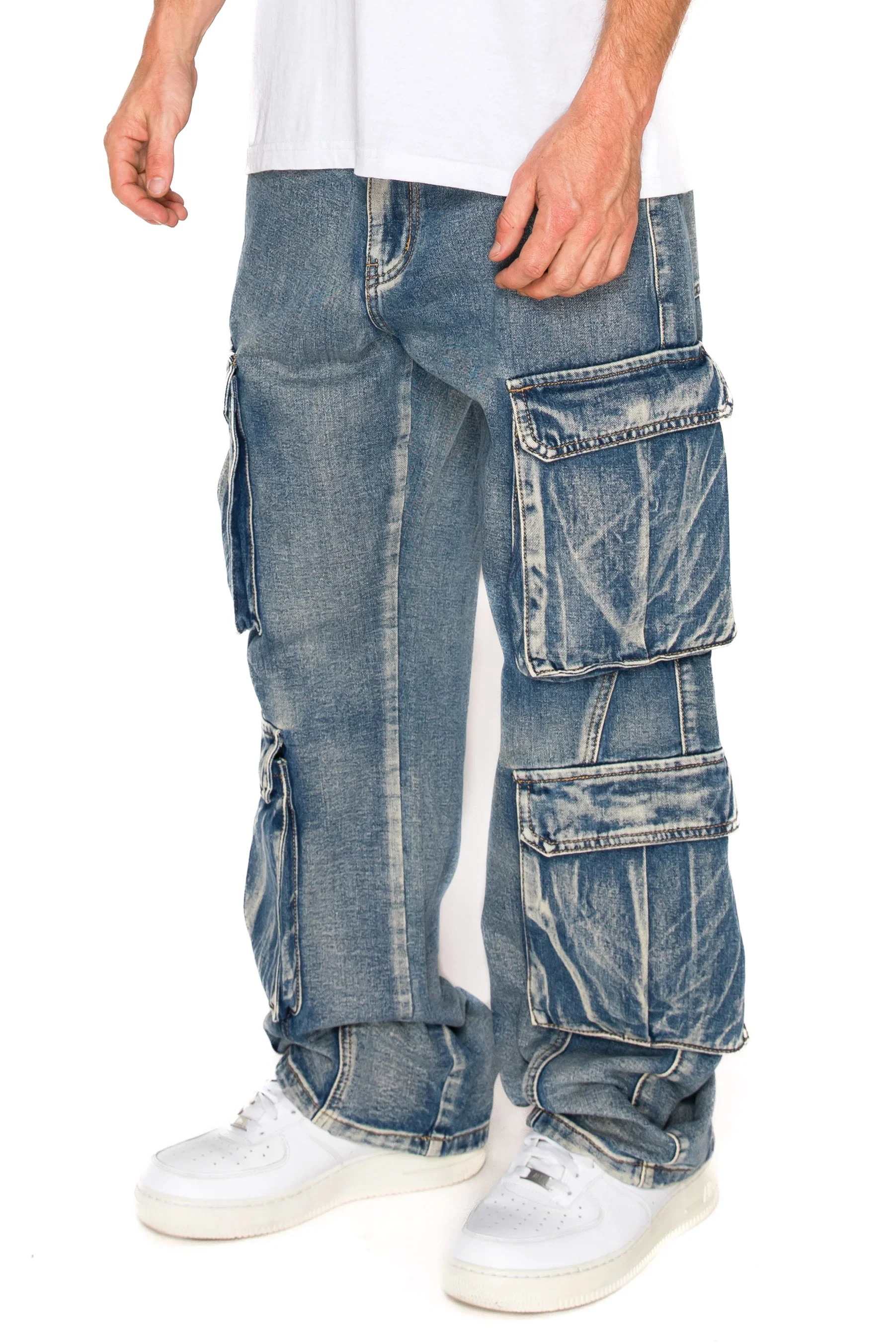 Baggy Double Cargo Denim Jeans - Image 5