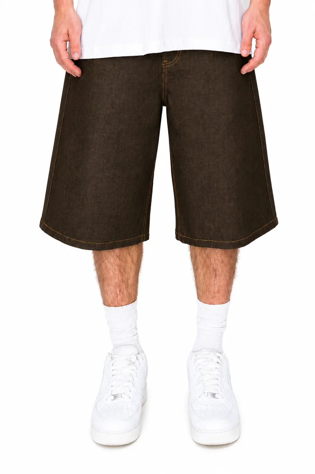 Men's Baggy Fit Raw Denim Shorts - Image 13