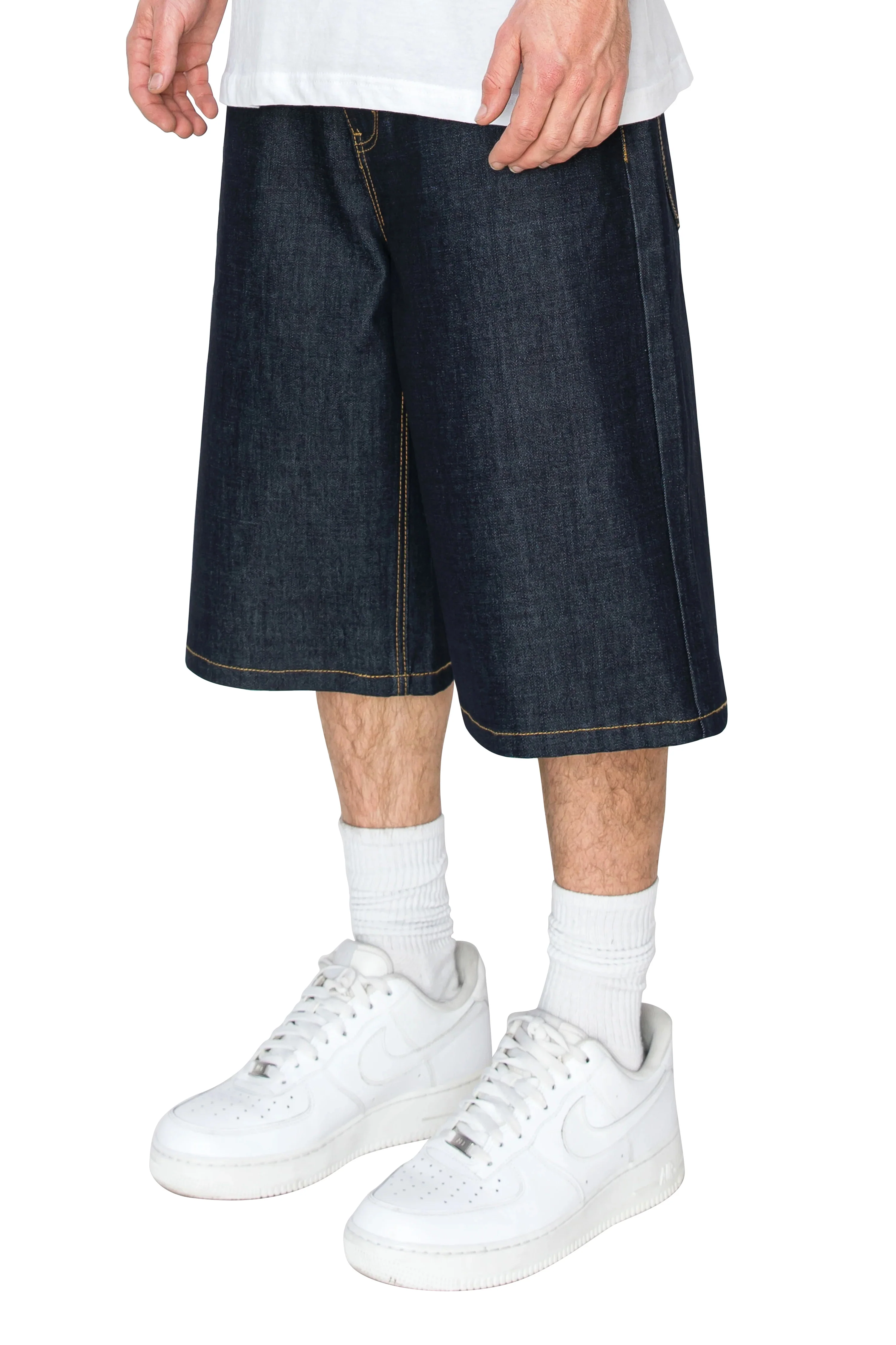 Men's Baggy Fit Raw Denim Shorts - Image 2