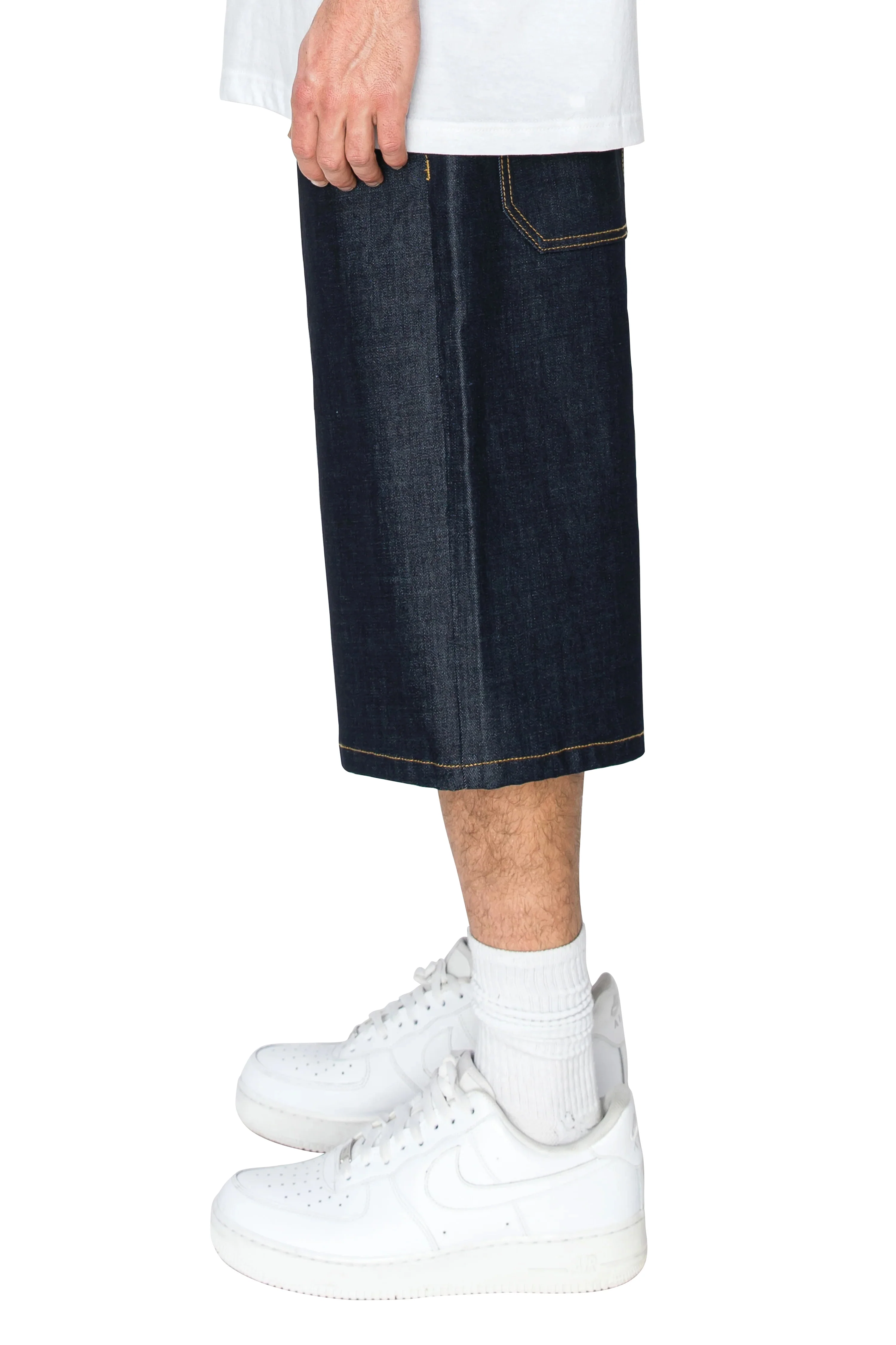 Men's Baggy Fit Raw Denim Shorts - Image 3