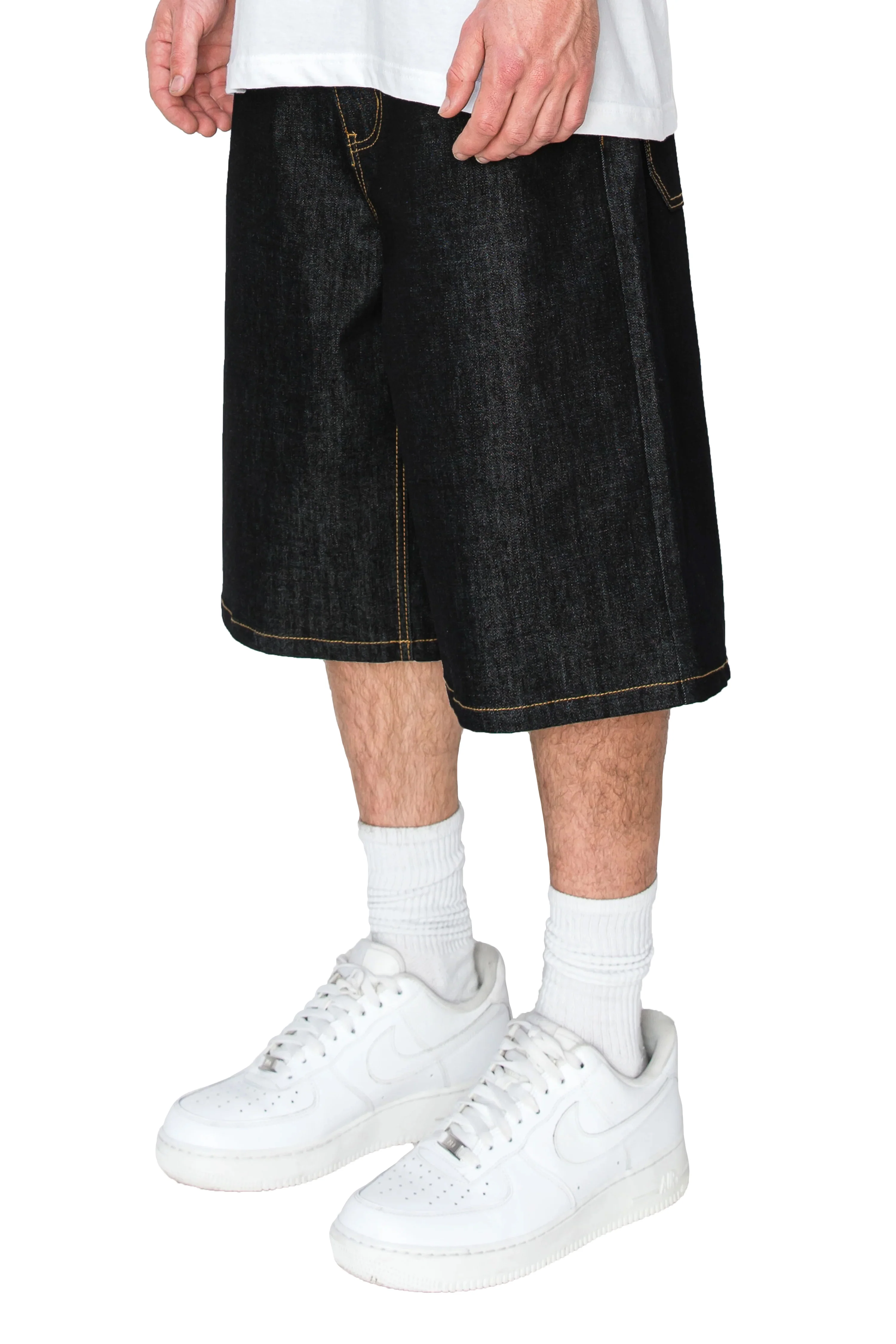Men's Baggy Fit Raw Denim Shorts - Image 8