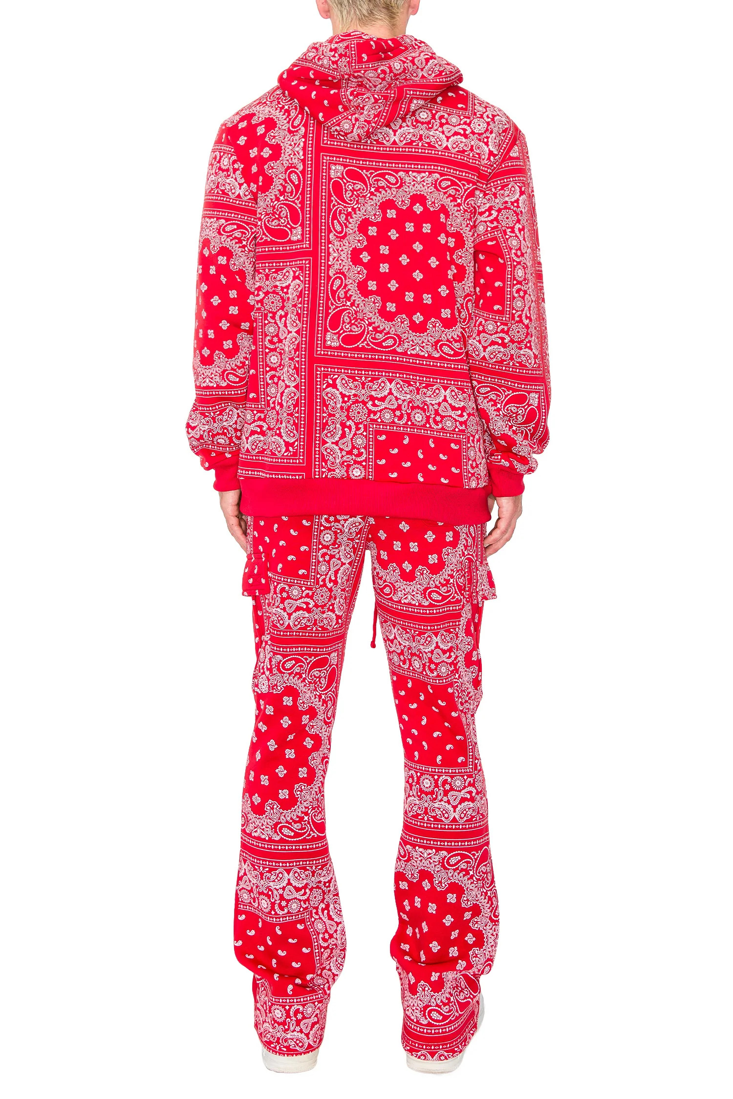 Men's Bandana Pullover Cargo Flared Fleece Set - Image 12