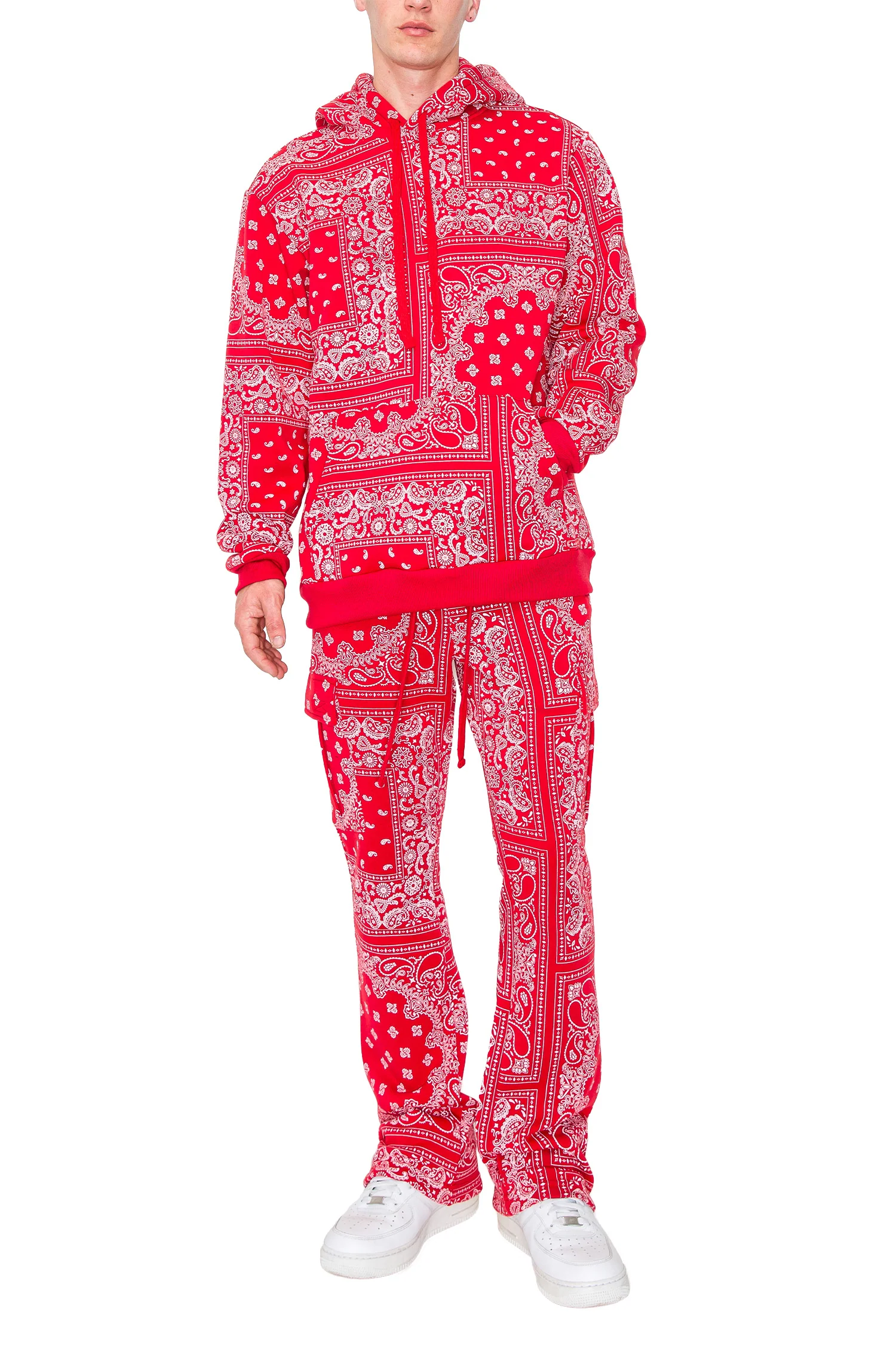 Men's Bandana Pullover Cargo Flared Fleece Set - Image 13