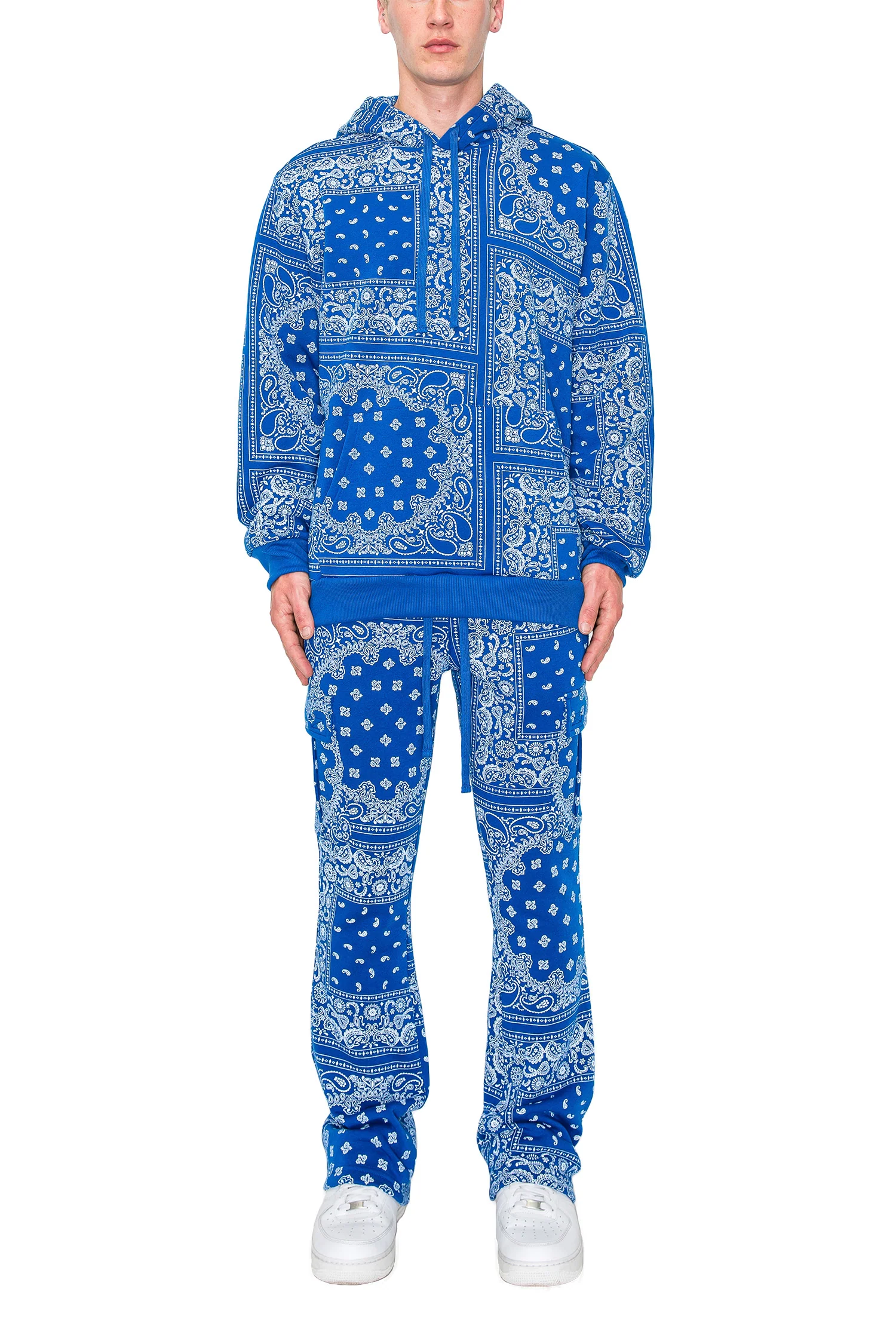 Men's Bandana Pullover Cargo Flared Fleece Set - Image 6