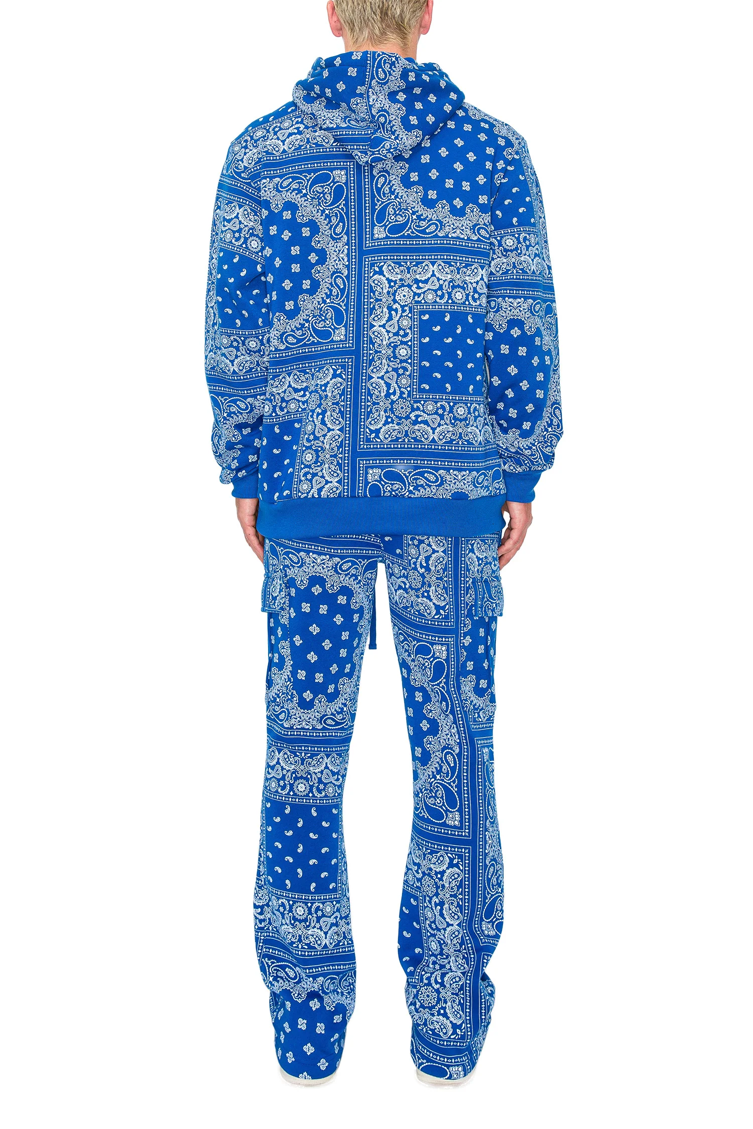 Men's Bandana Pullover Cargo Flared Fleece Set - Image 8
