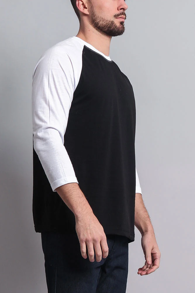 Men's Baseball T-Shirt (Black/White) - Image 4