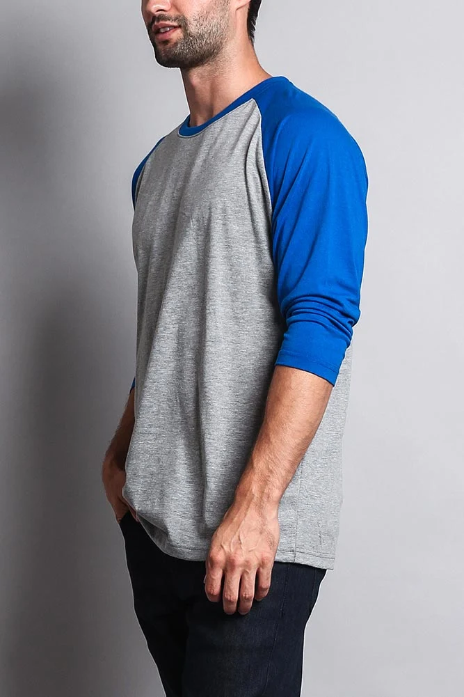 Men's Baseball T-Shirt (Grey/Royal Blue) - Image 2