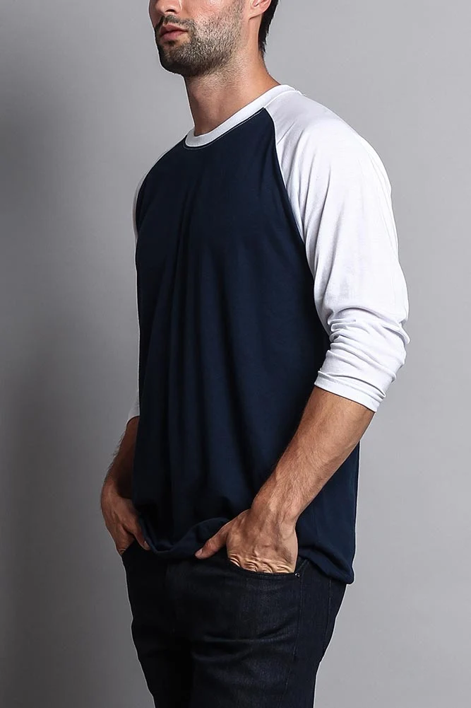 Men's Baseball T-Shirt (Navy/White) - Image 2
