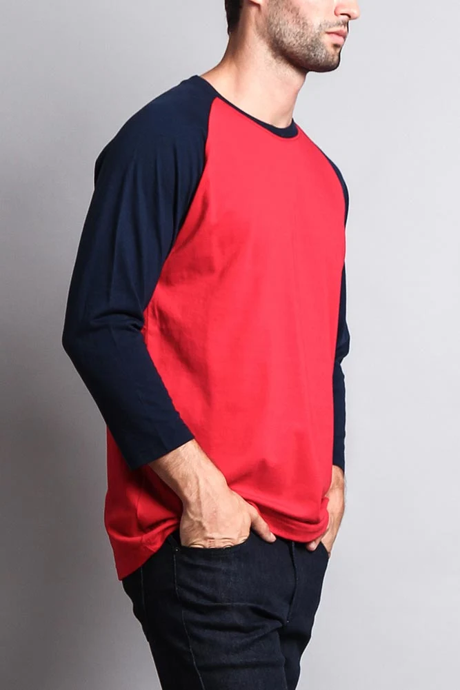Men's Baseball T-Shirt (Red/Navy) - Image 4