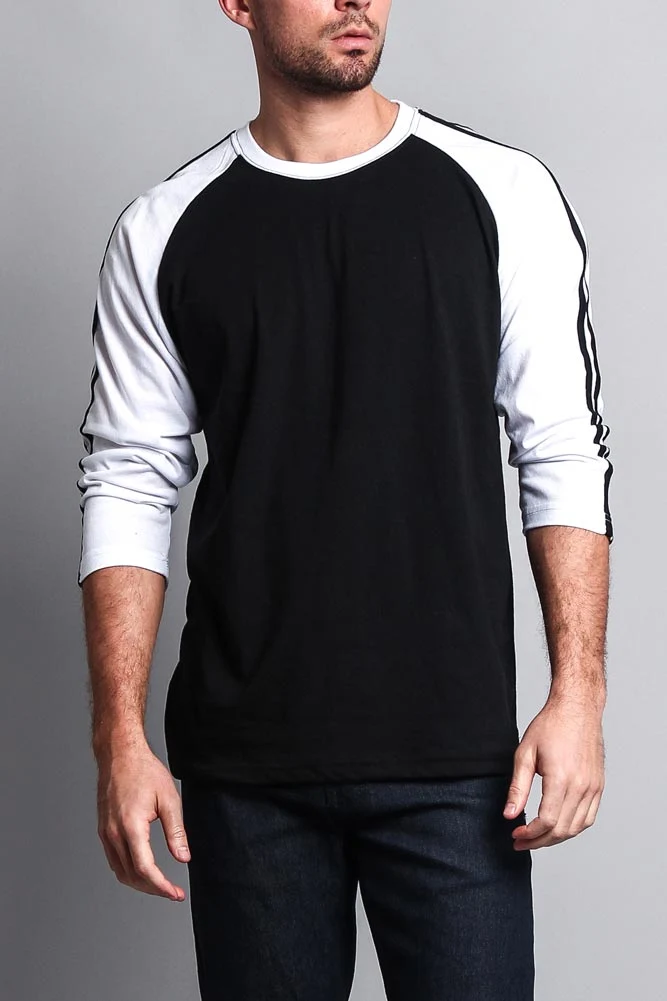 Men's Baseball T Shirt with Stripes - Image 31