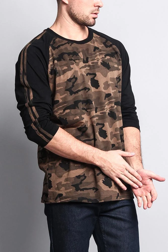 Men's Baseball T Shirt with Stripes - Image 39