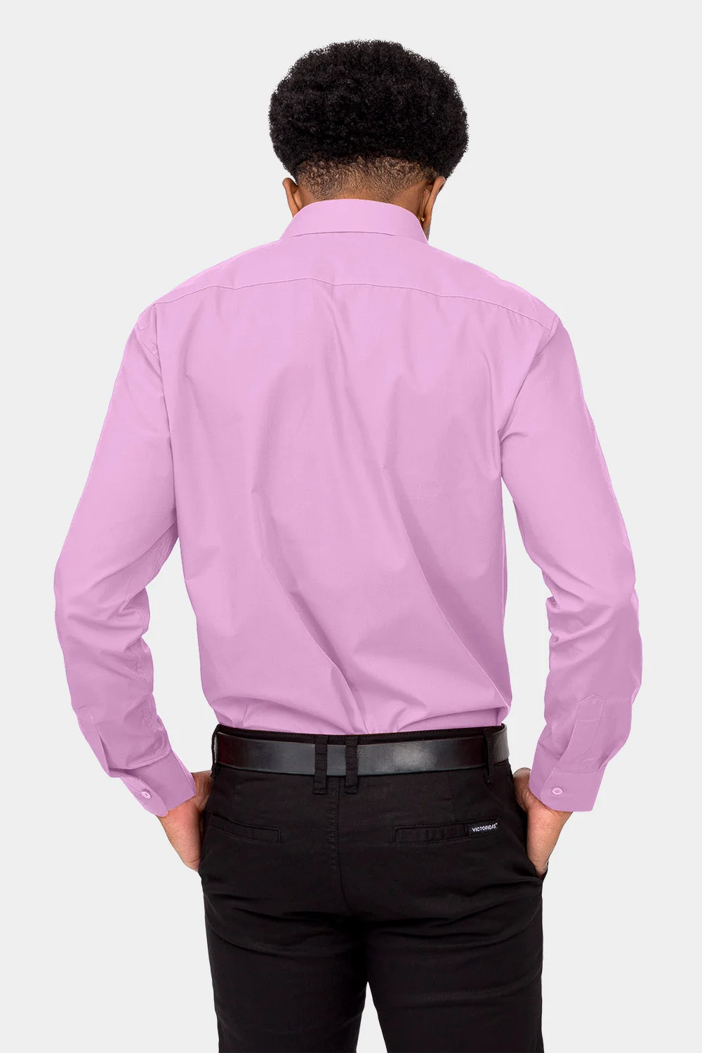 Men's Basic Solid Color Button Up Dress Shirt (Lilac) - Image 4