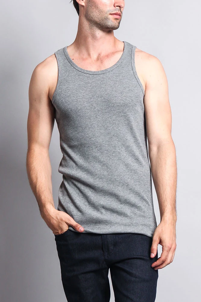 Men's Basic Solid Ribbed Tank Top (2-Pack) - Image 7
