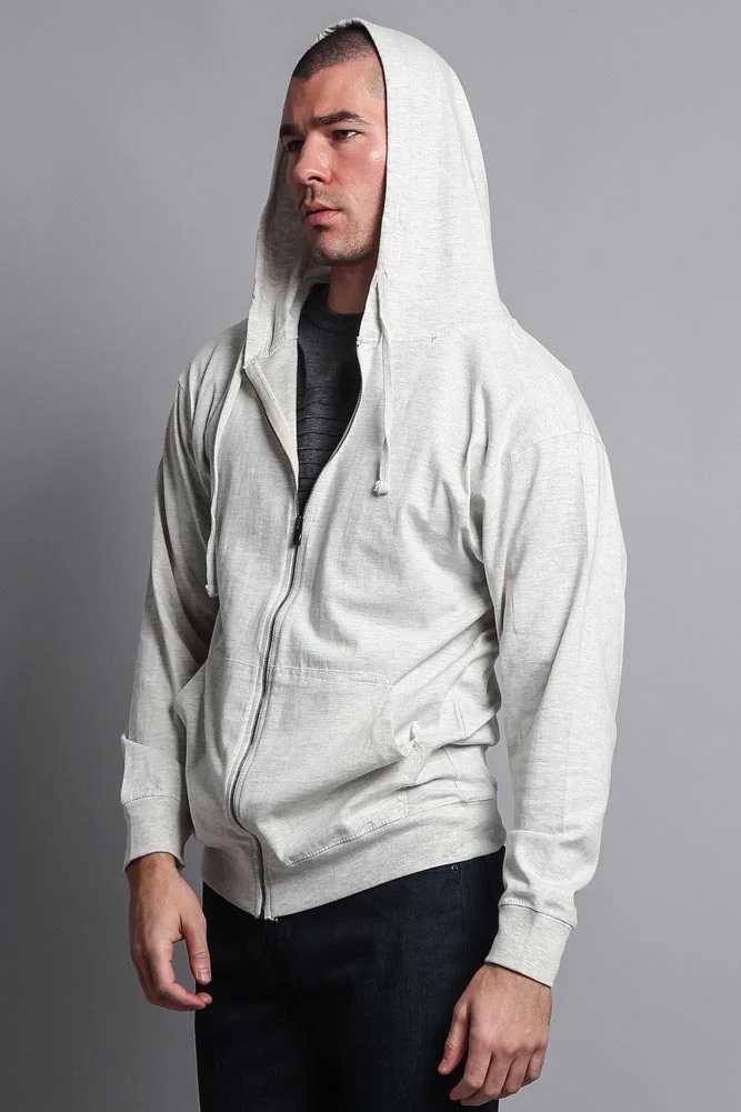 Men's Basic Zip Up Jersey Hoodie - Image 37
