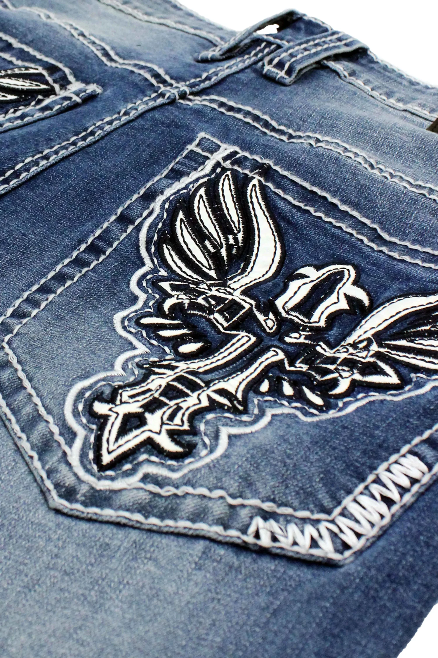 Men's Bootcut Cross Embroidery Denim Jeans - Image 3