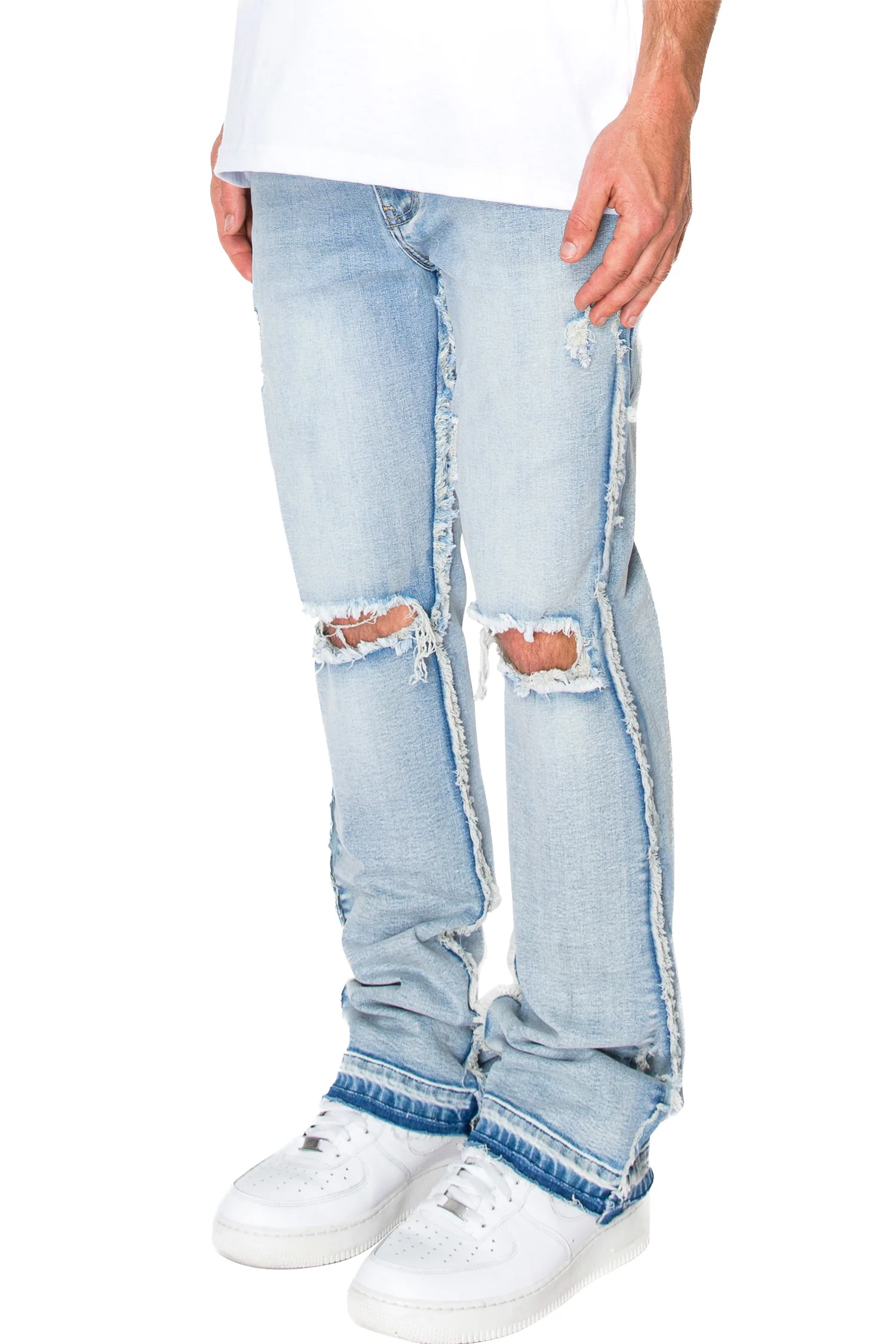 Men's Bootcut Raw Edge Denim Jeans - Image 3