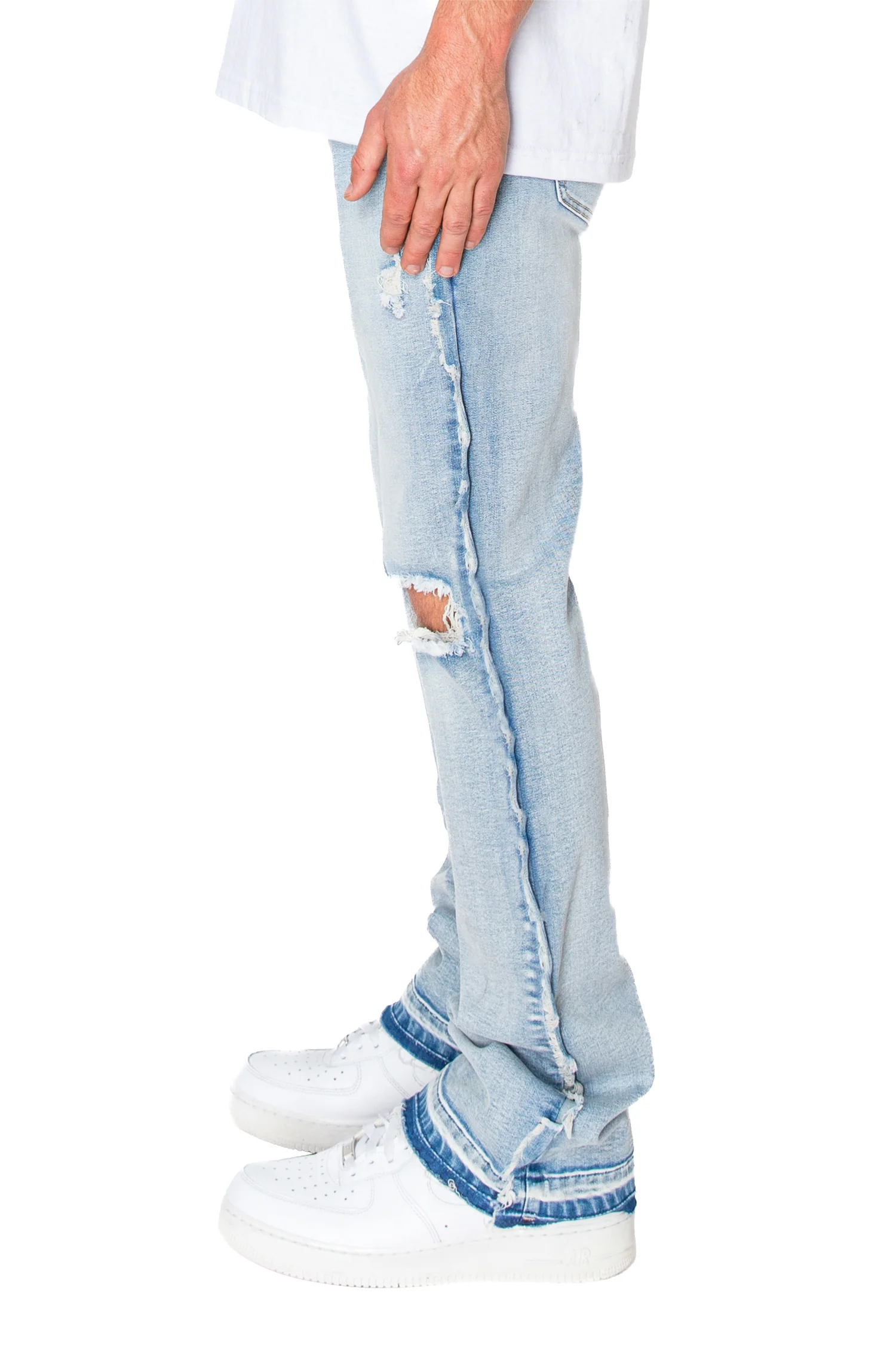Men's Bootcut Raw Edge Denim Jeans - Image 4