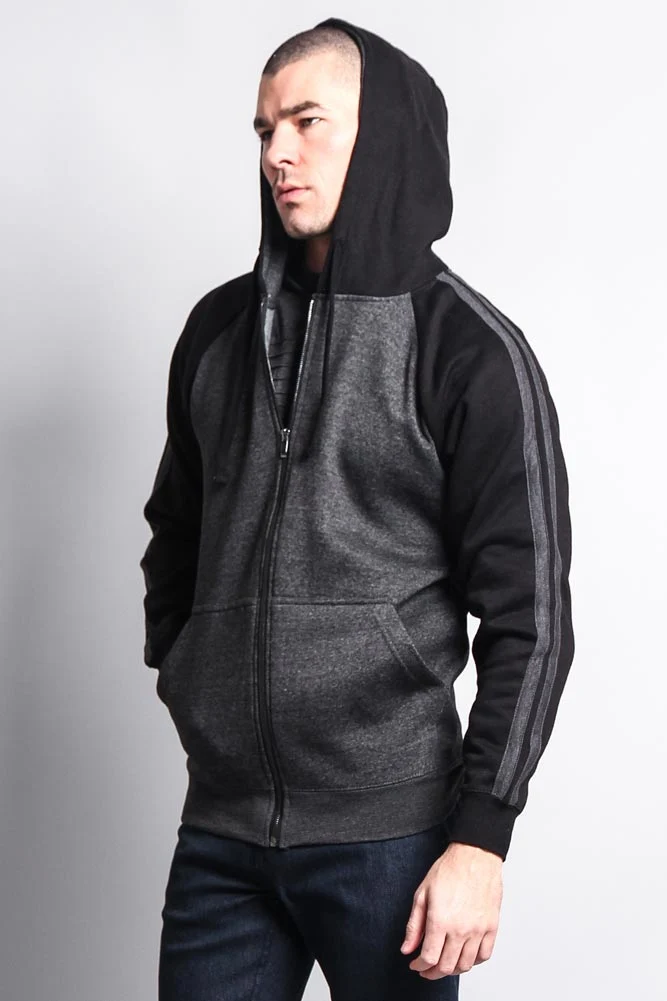 Men's Contrasting Two Striped Zip Up Hoodie - Image 20