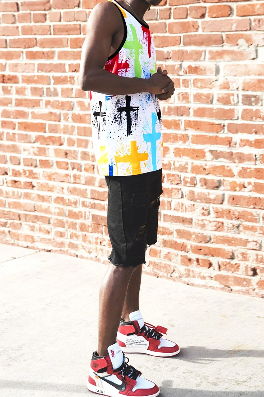Men's Cross Paint Splatter Tank Top - Image 4