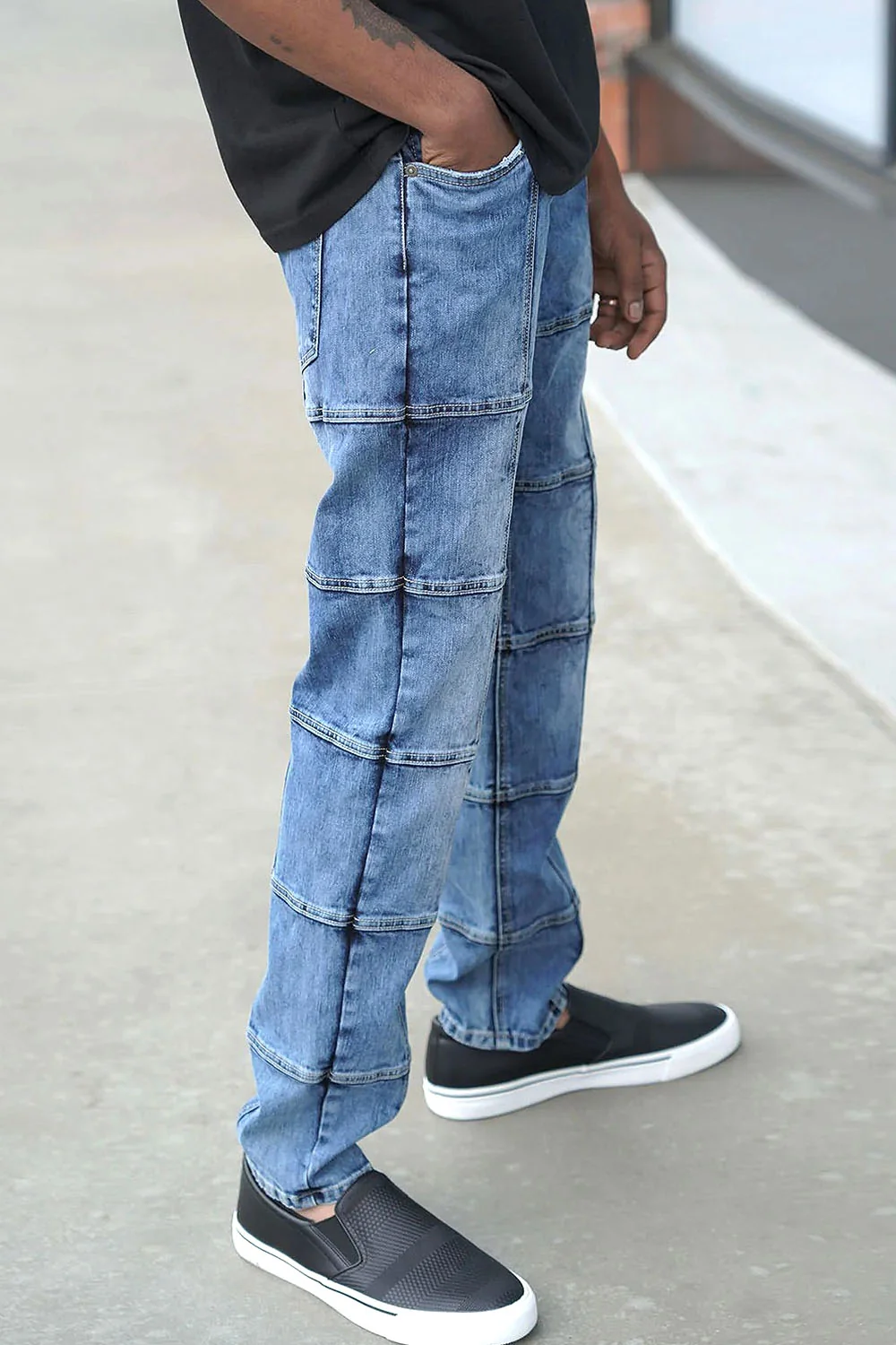 Men's Cut & Sew Blocked Denim Jeans - Image 6