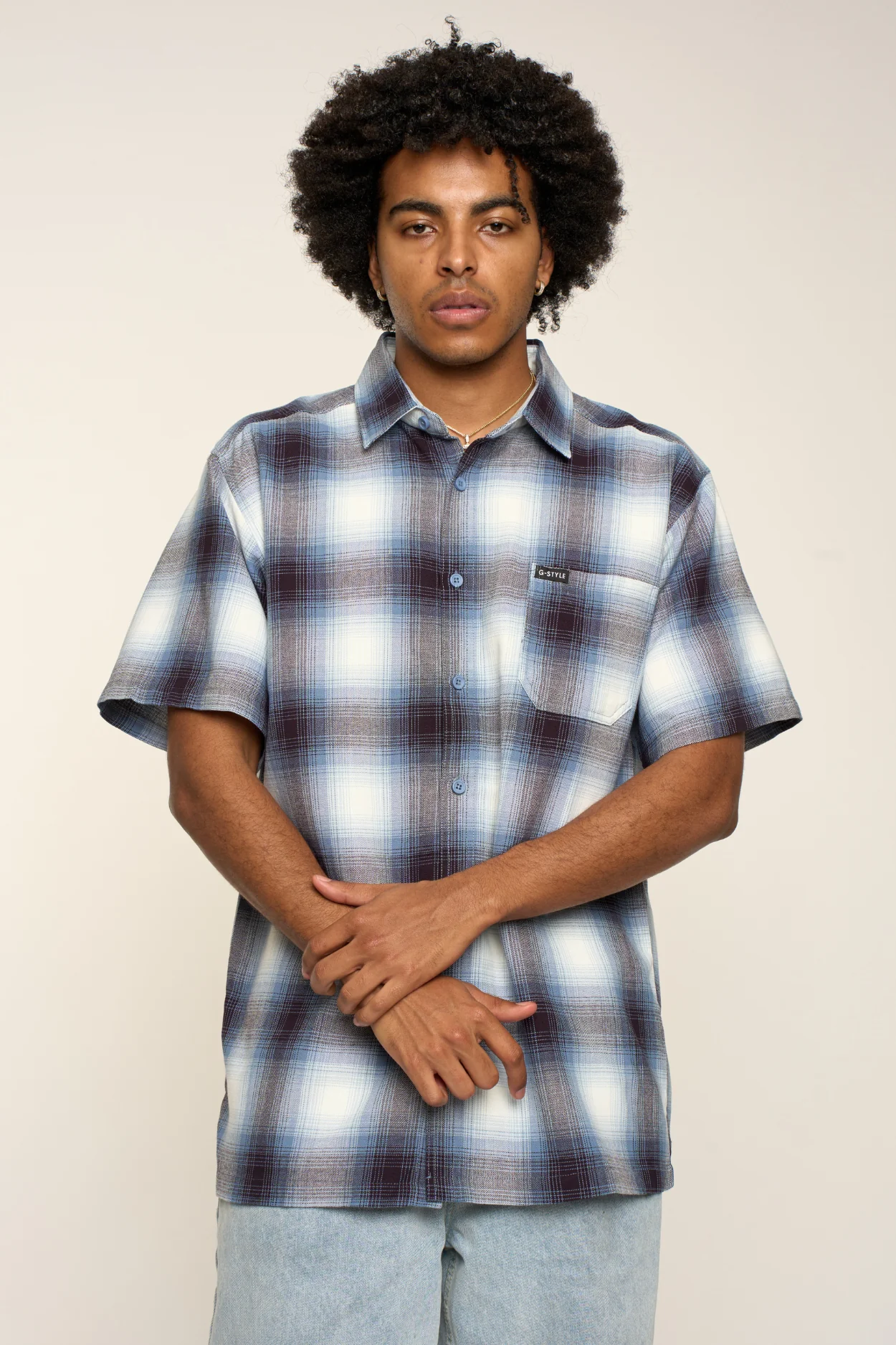 Plaid Short Sleeve Button Up Shirt - Image 10