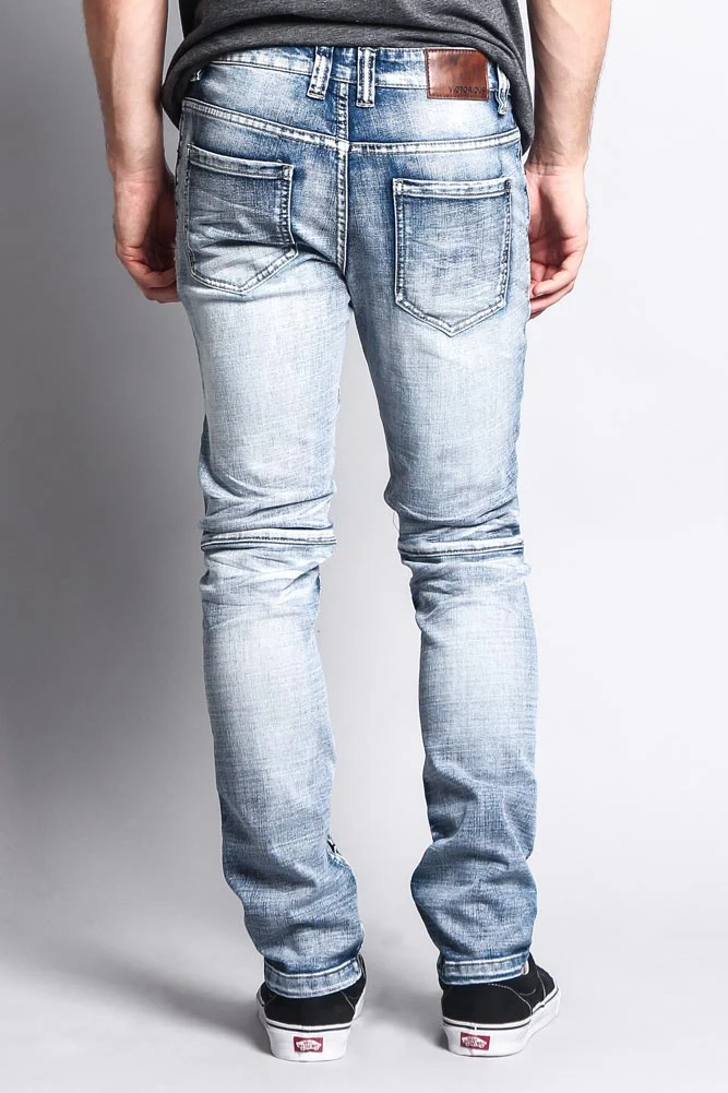 Men's Faded Skinny Biker Denim Jeans - Image 8