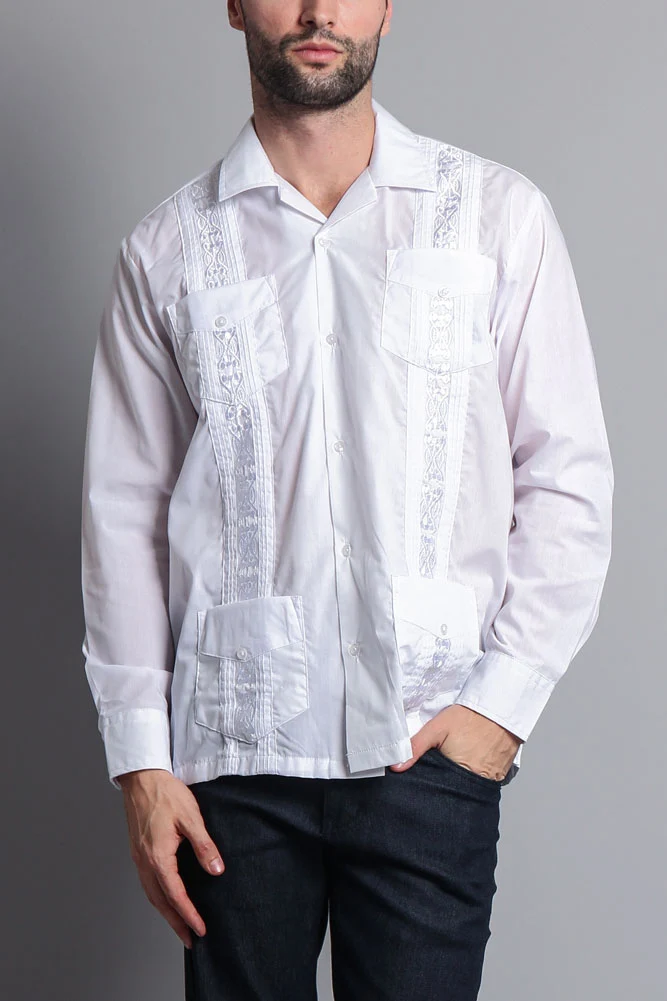 Men's Long Sleeve Cuban Style Guayabera Shirt - Image 16