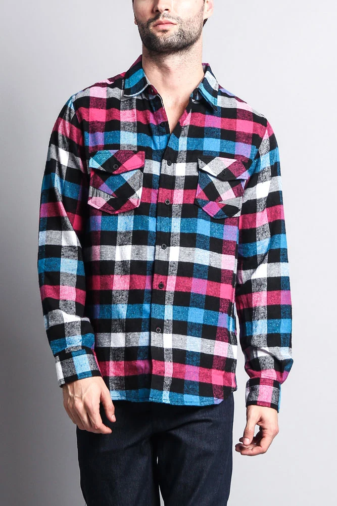 Men's Long Sleeve Woven Flannel Shirt - Image 7