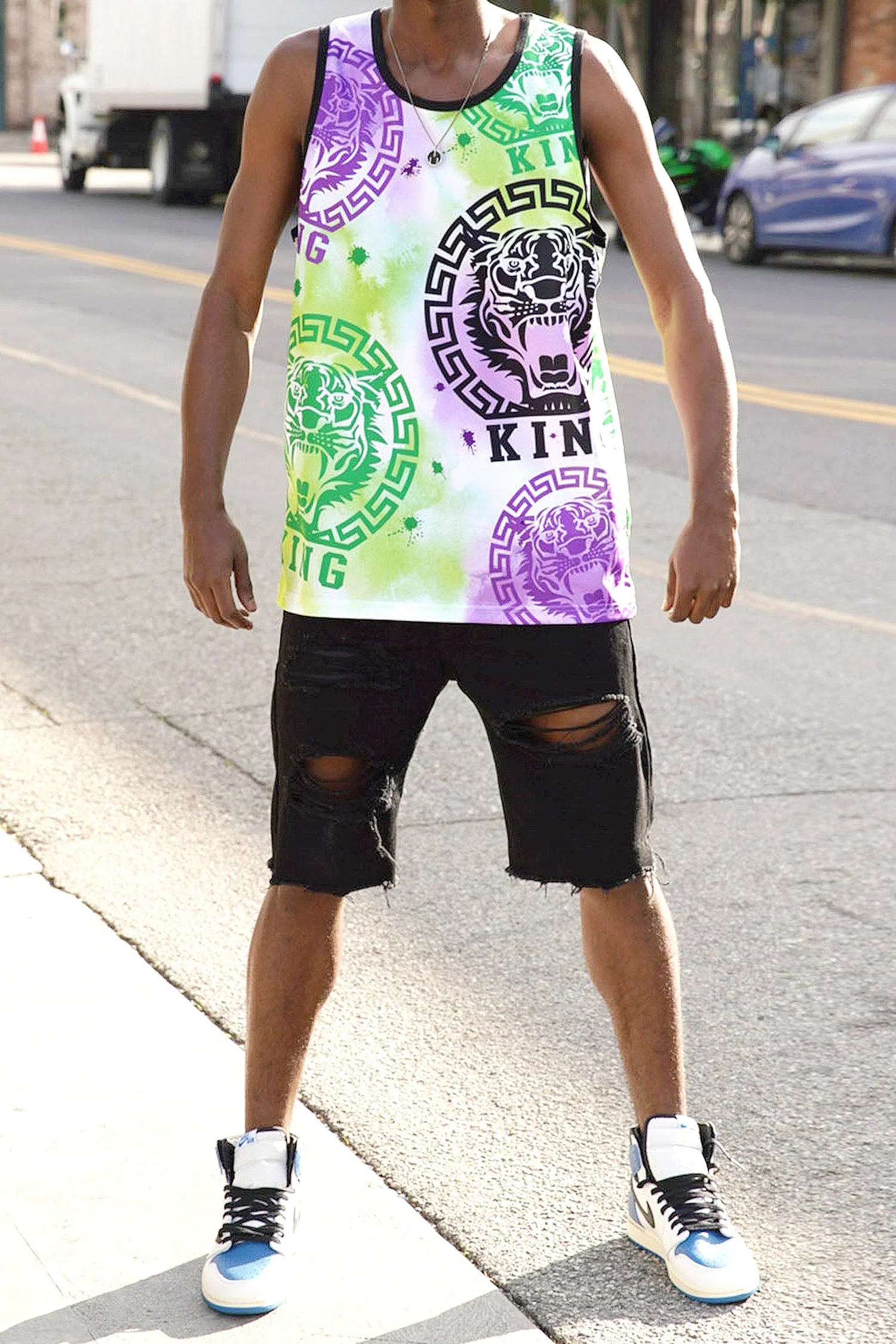 Men's Multicolor King Tiger Tank Top - Image 10