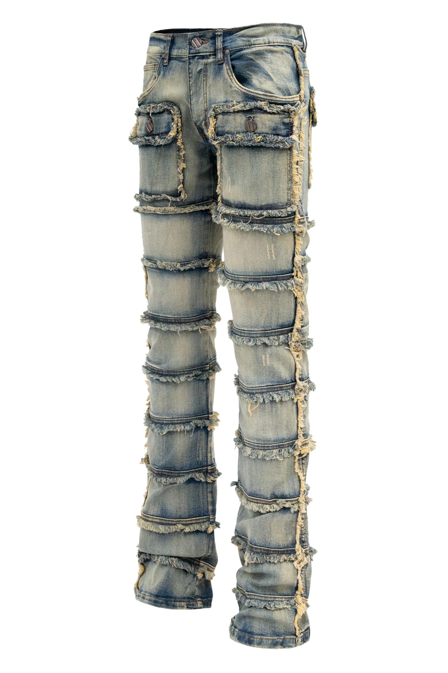 Men's Patchwork True Stacked Denim Jeans - Image 10