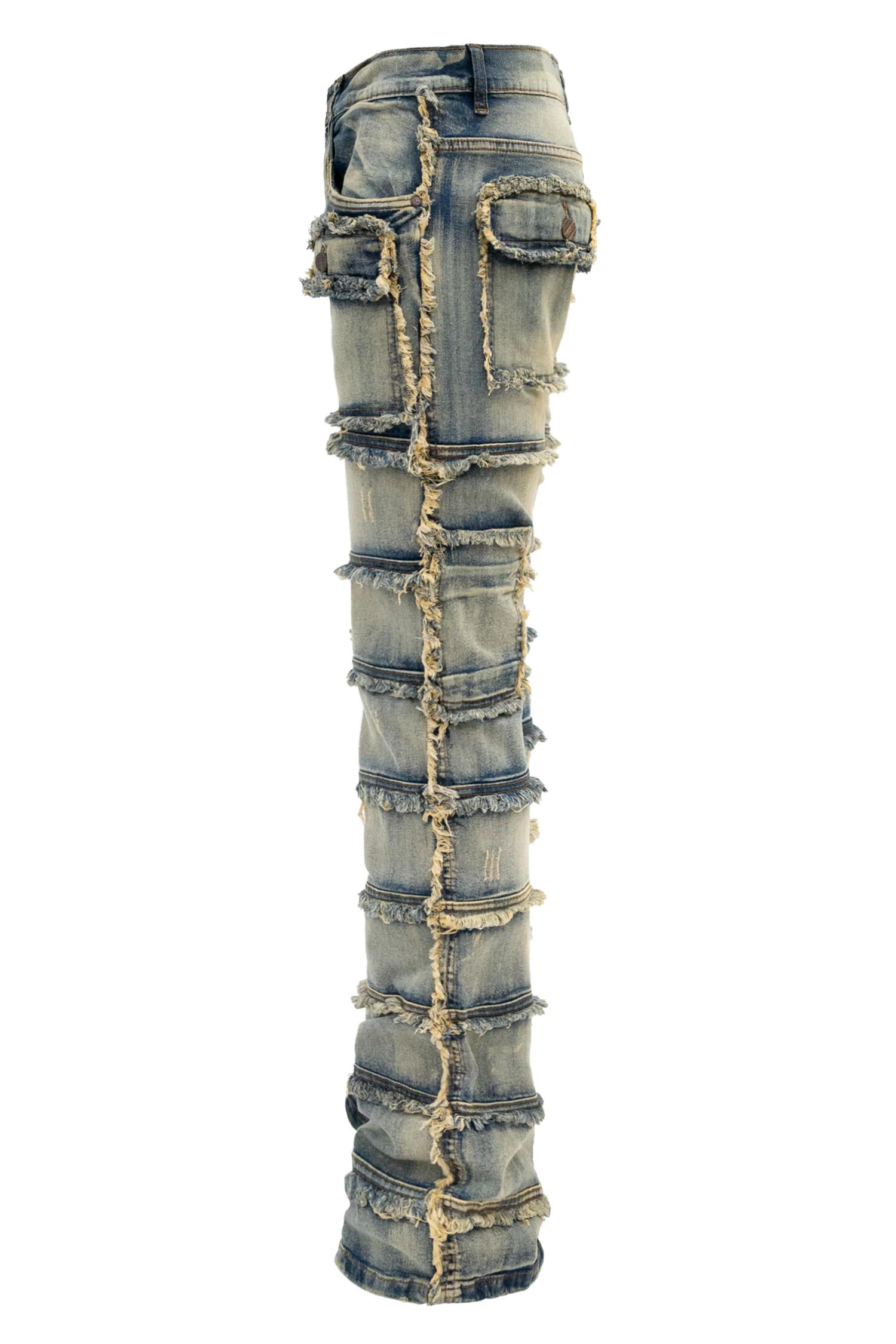 Men's Patchwork True Stacked Denim Jeans - Image 11