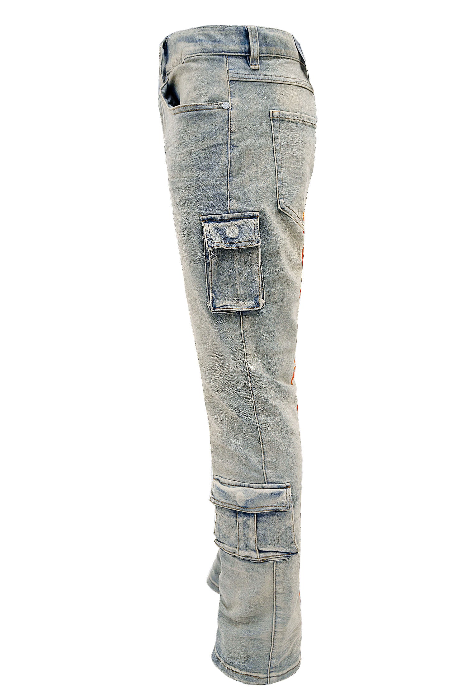 Men's Premium Cargo Embroidered Denim Jeans - Image 7