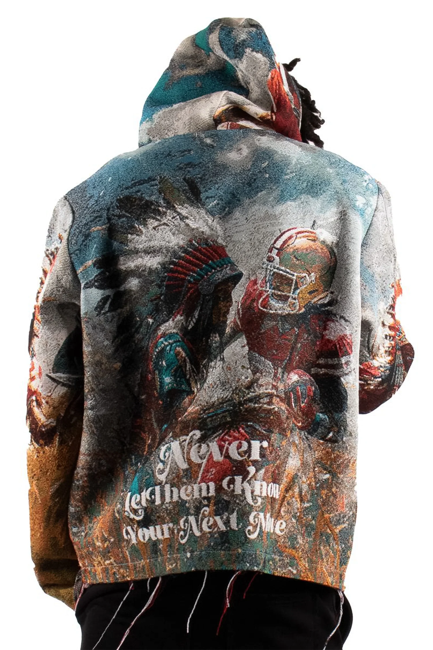 Football Tapestry Jacquard Long Sleeve Hoodie - Image 10
