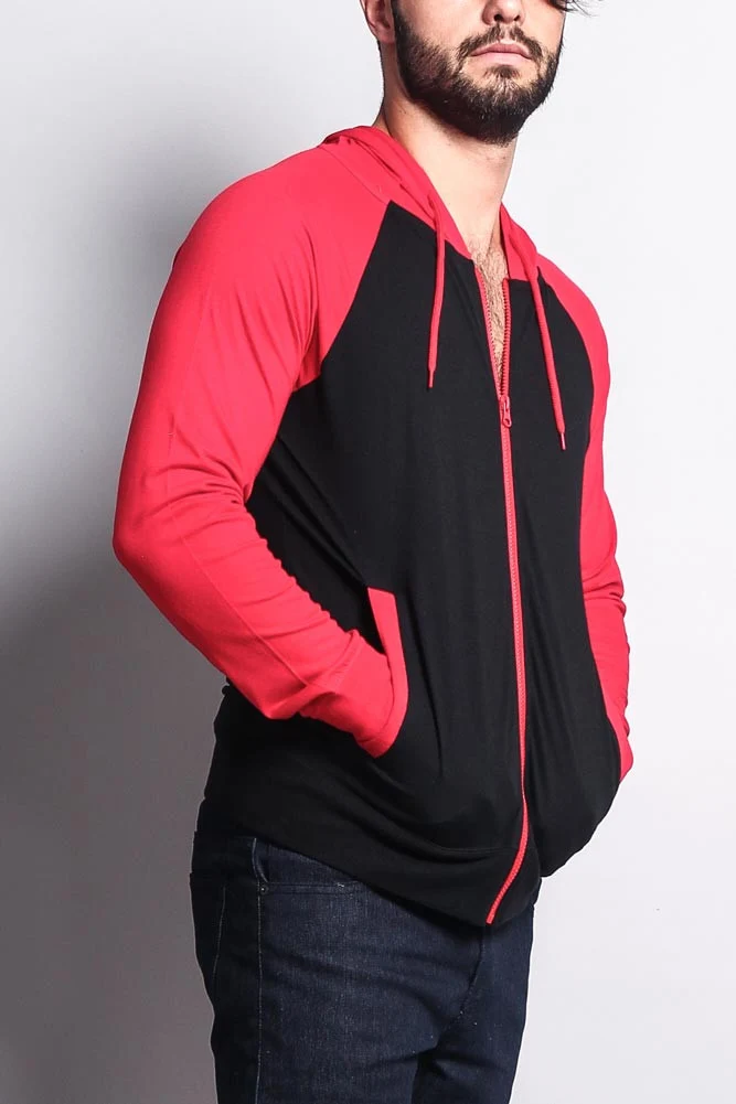 Men's Raglan Light Weight Zip Down Hoodie - Image 19