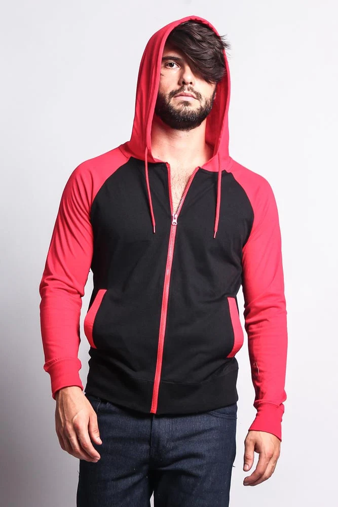 Men's Raglan Light Weight Zip Down Hoodie - Image 22