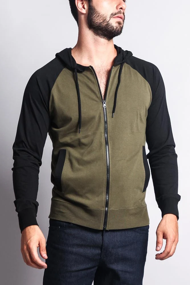 Men's Raglan Light Weight Zip Down Hoodie - Image 37