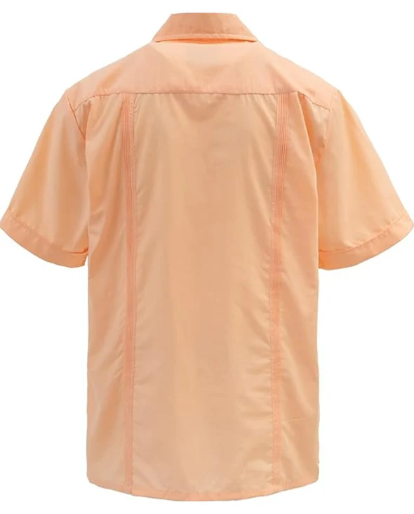 Men's Short Sleeve Cuban Style Guayabera Shirt (PEACH-DURAZNO) - Image 4
