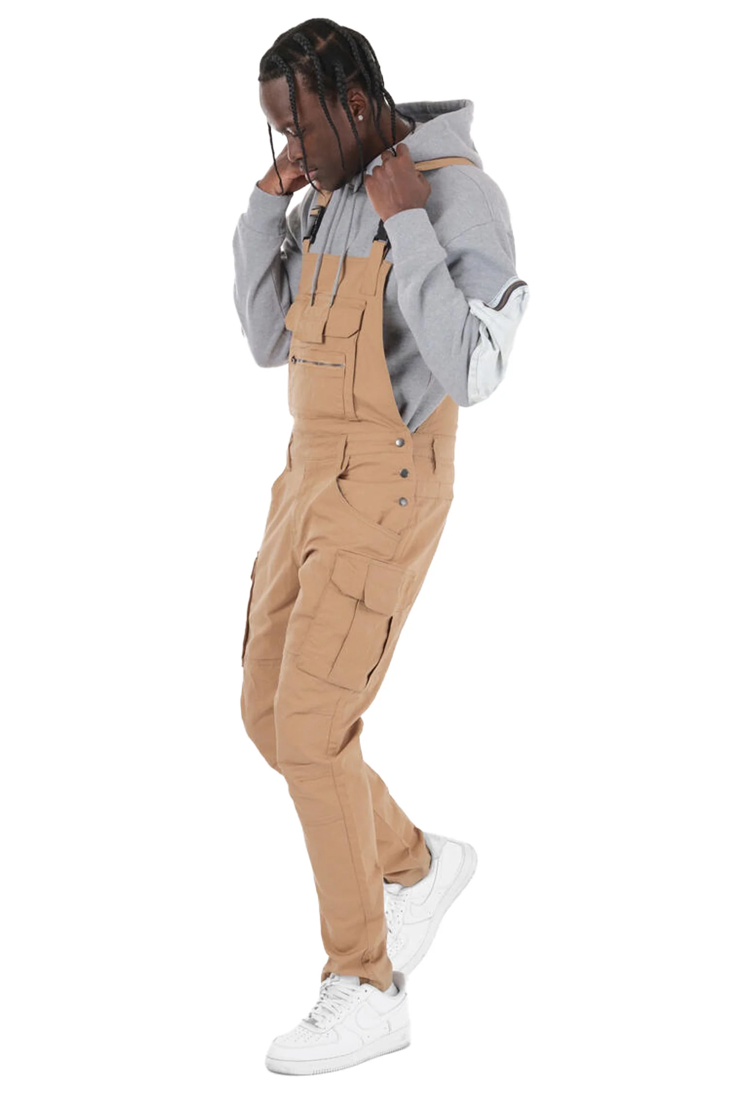 Men's Side Button Opening Cargo Pockets Overalls - Image 3