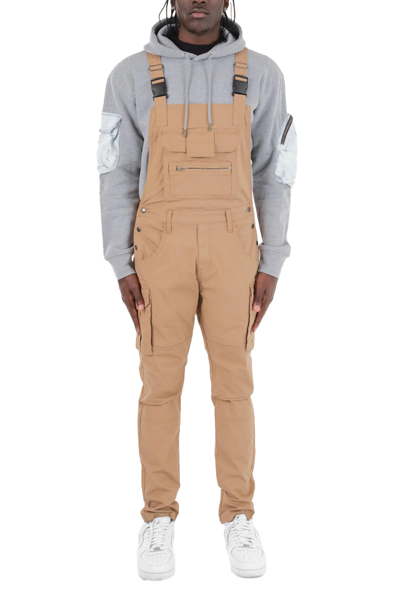 Men's Side Button Opening Cargo Pockets Overalls - Image 4