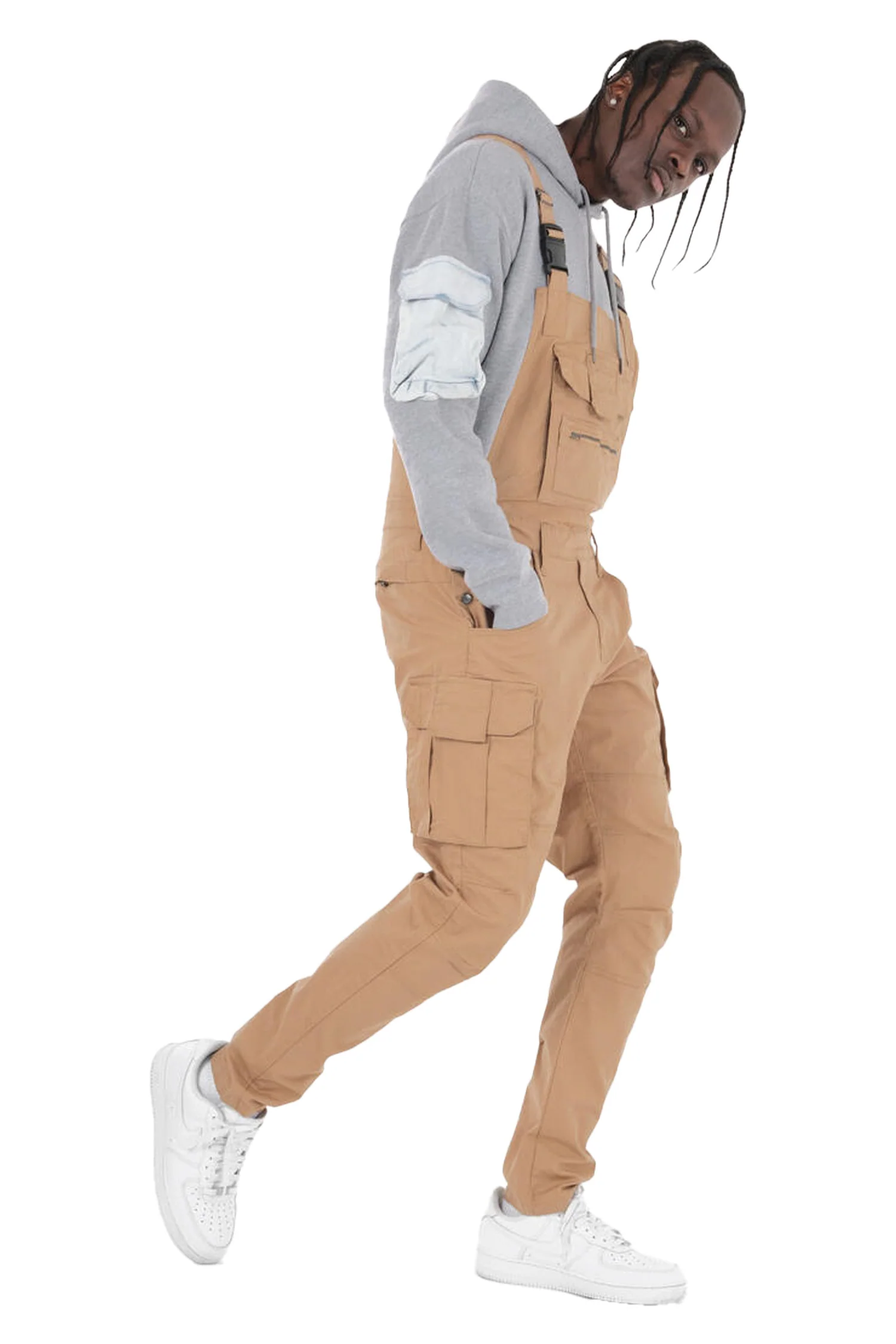 Men's Side Button Opening Cargo Pockets Overalls - Image 9