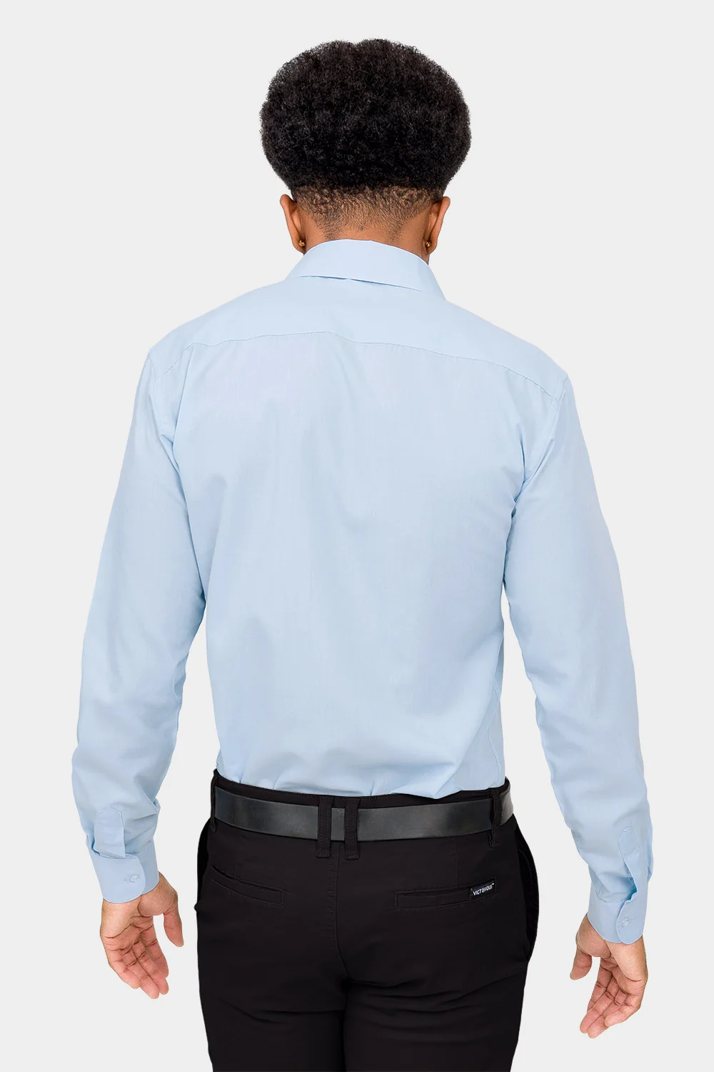 Men's Slim Fit Solid Color Dress Shirt (Sky Blue) - Image 4