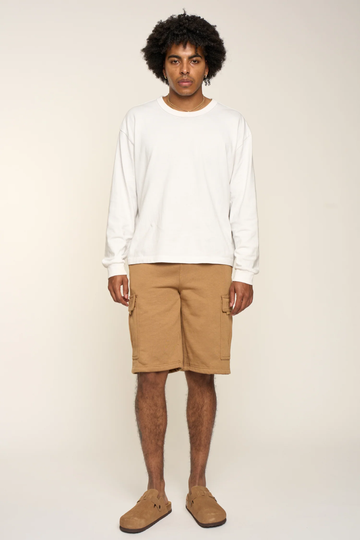 Men's Solid Fleece Heavyweight Cargo Shorts - Image 16