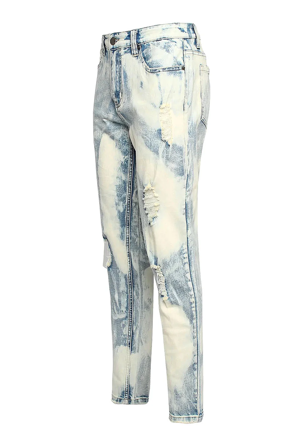 Men's Splatter Bleached Distressed Denim Jeans - Image 2