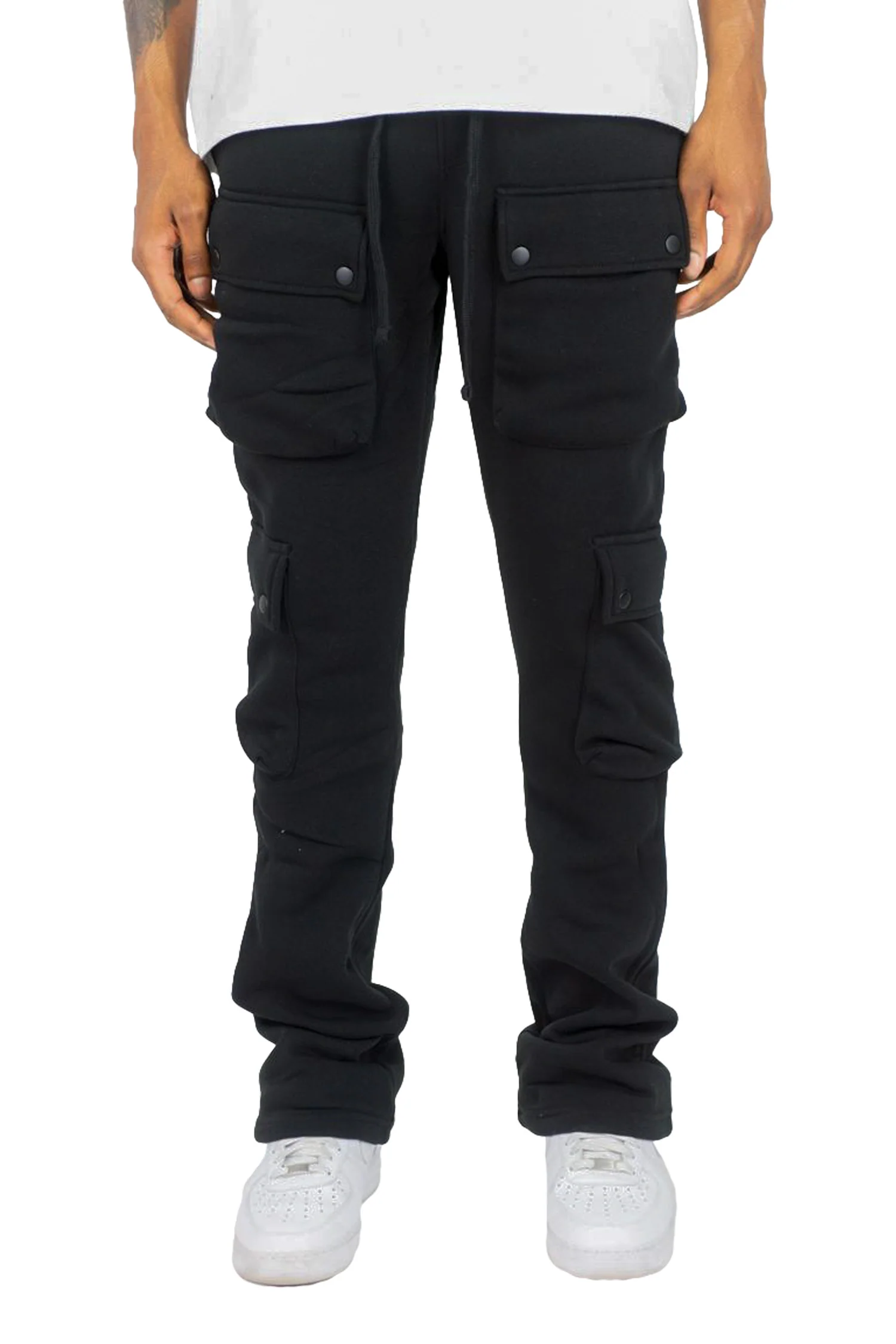 Men's Stacked Cargo Fleece Flared Sweat Pants - Image 6