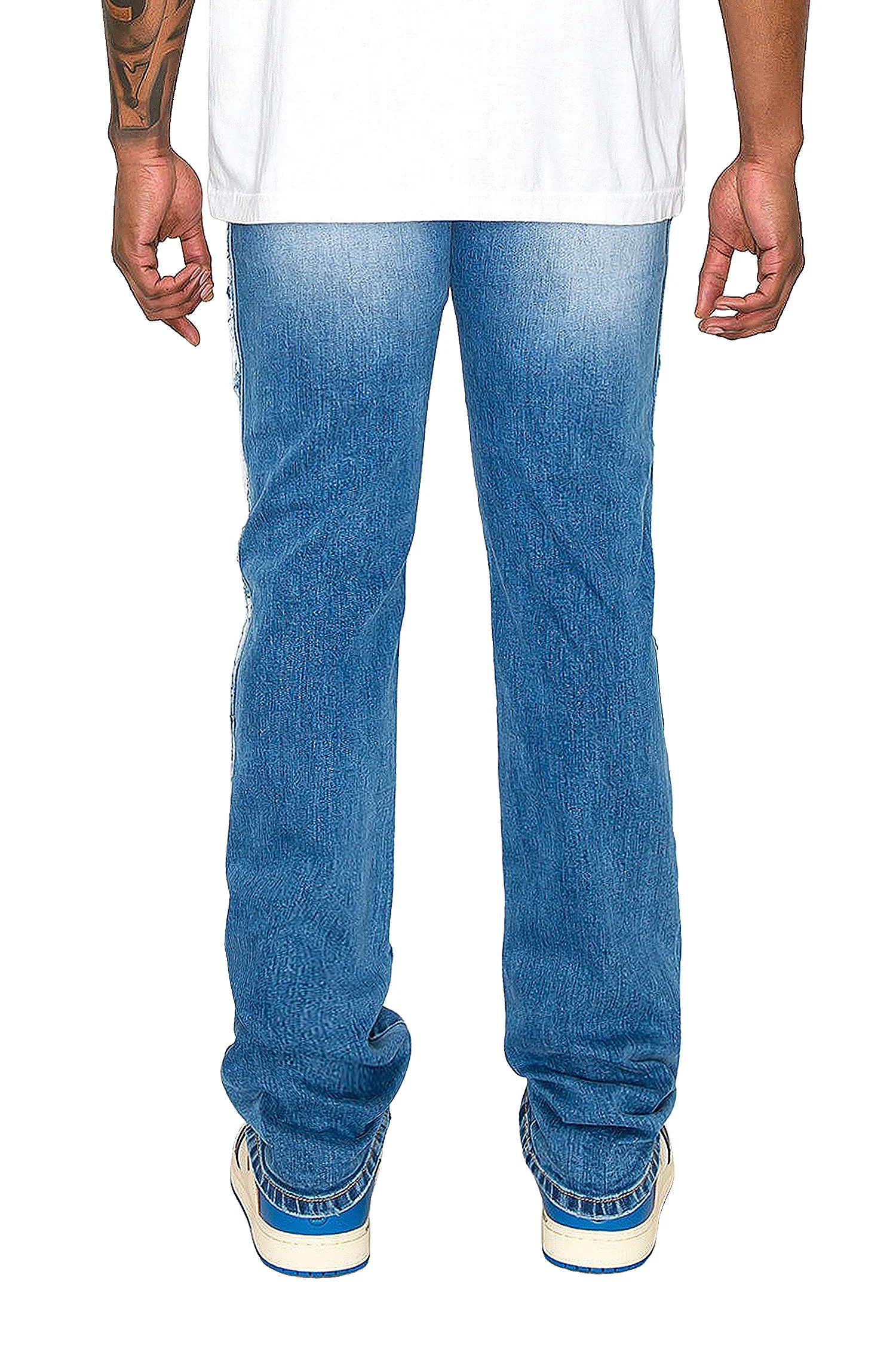 Men's Stacked Fit Repaired Paint Splatter Denim Jeans - Image 4