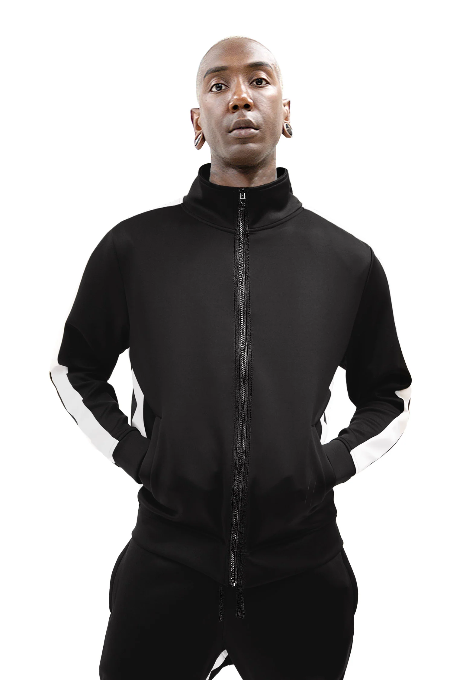 Men's Striped Solid Track Jacket - Image 6