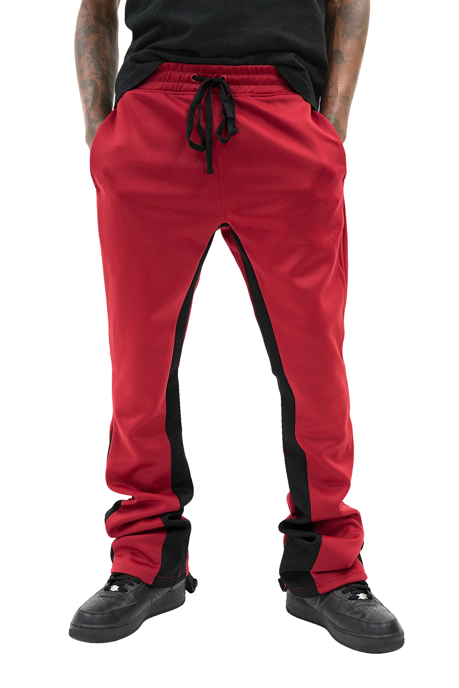 Men's Striped Stacked Flared Track Pants - Image 31