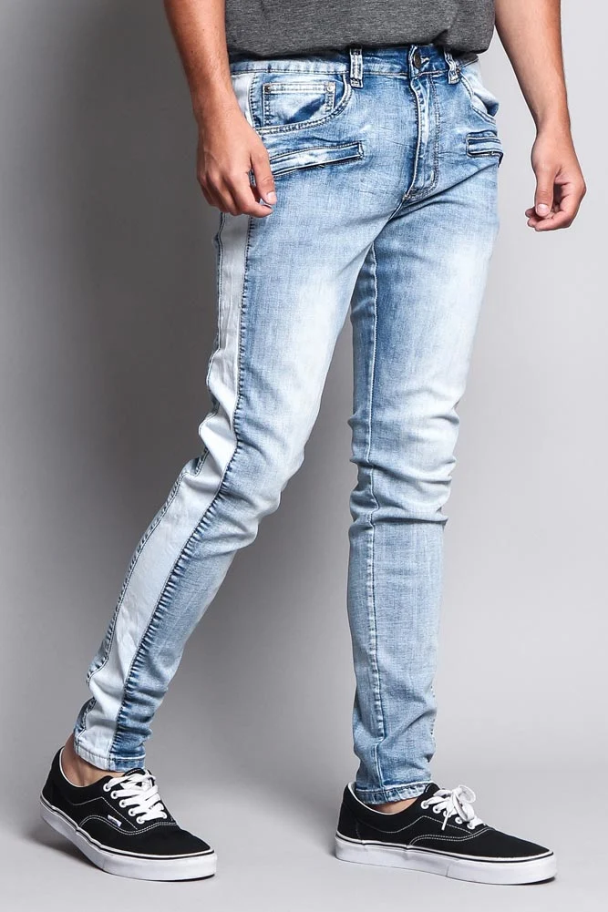 Men's Track Style Denim Jeans - Image 3